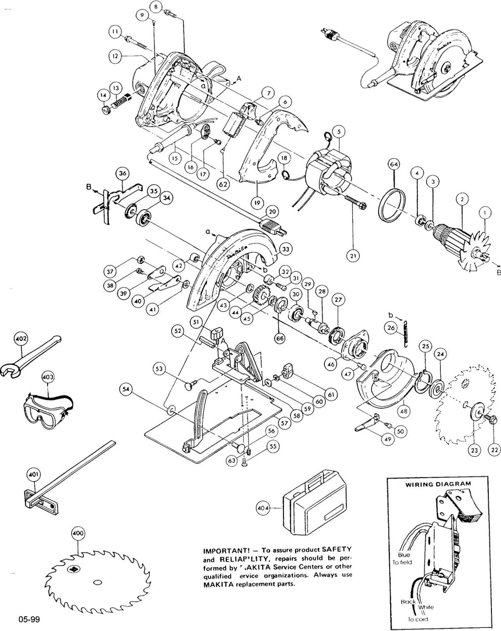 5007NBK Circular Saw Assembly Parts By Makita