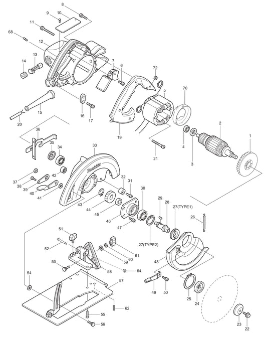 5007NBK 7 1/4" Circular Saw Assembly Parts