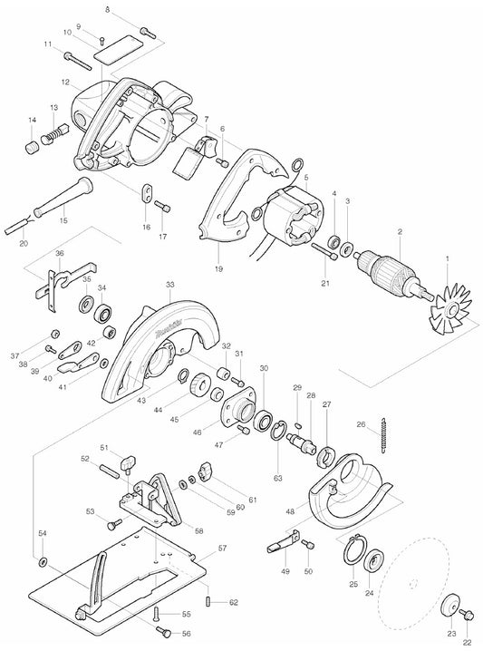 5007NB Circular Saw Assembly parts By Makita