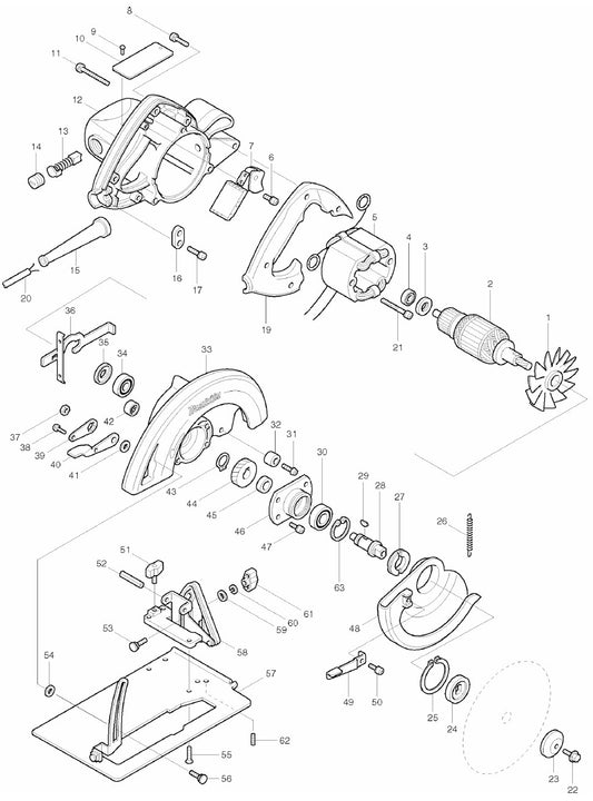 5007NBA Circular Saw Assembly parts By Makita