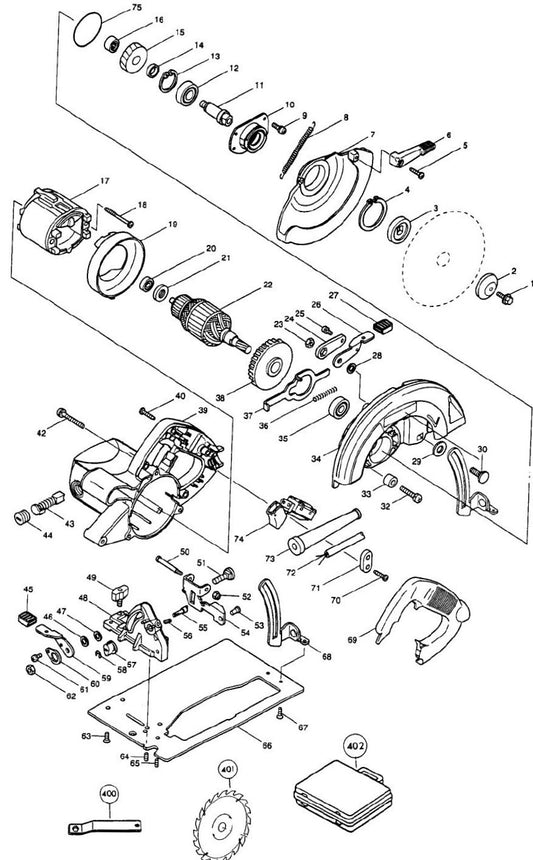 5007NLK Circular Saw Assembly parts By Makita