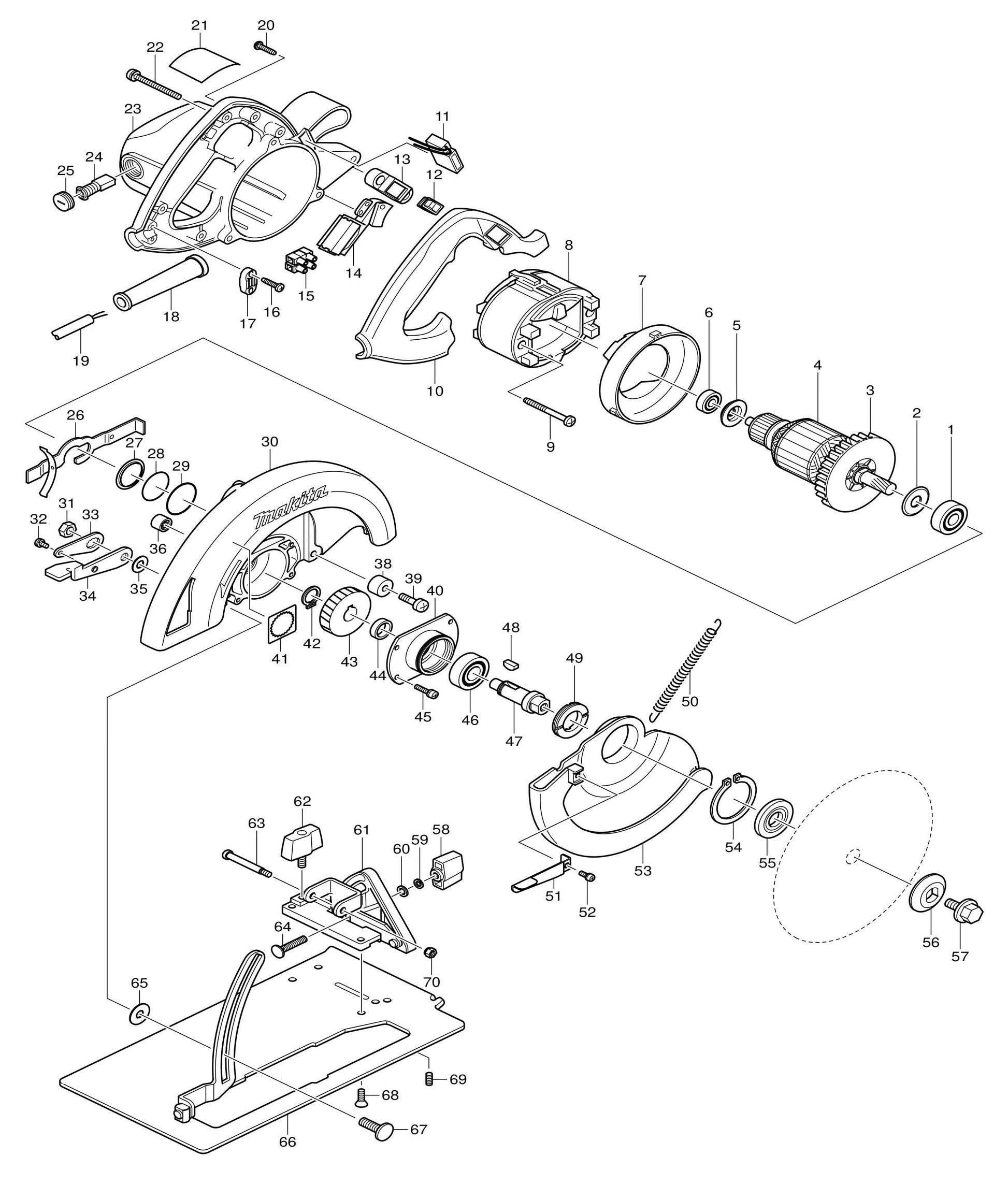5008FA 8-1/4" Circular Saw with Brake Assembly Parts