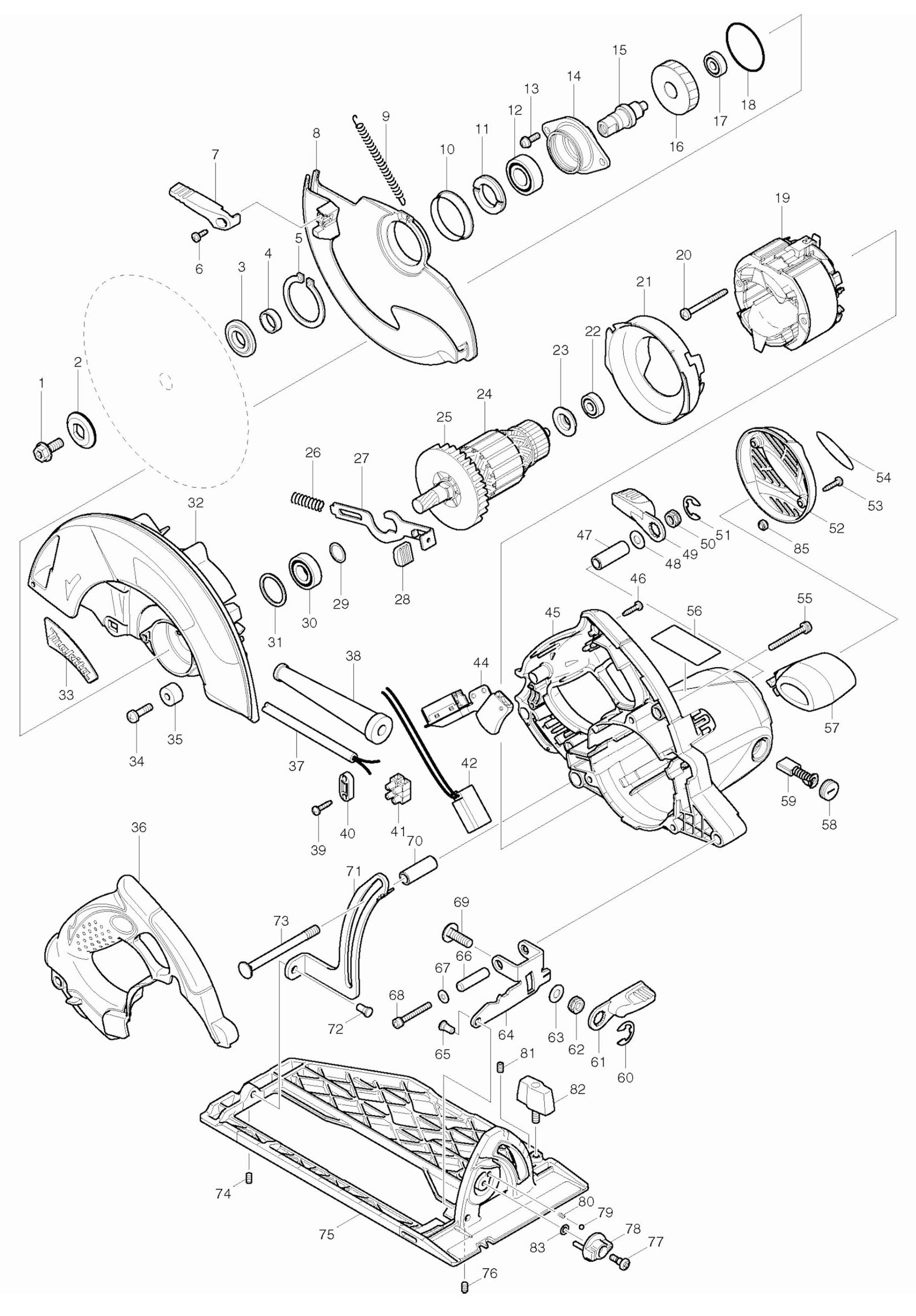 5008MGA 8‑1/4 Circular Saw Assembly Parts