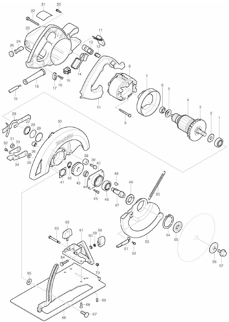 5008FA Circular Saw Assembly parts By Makita