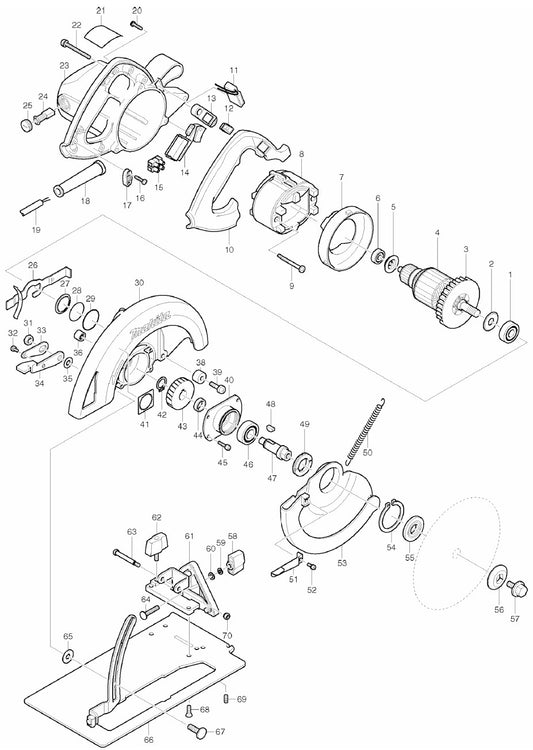 5008FA Circular Saw Assembly parts By Makita
