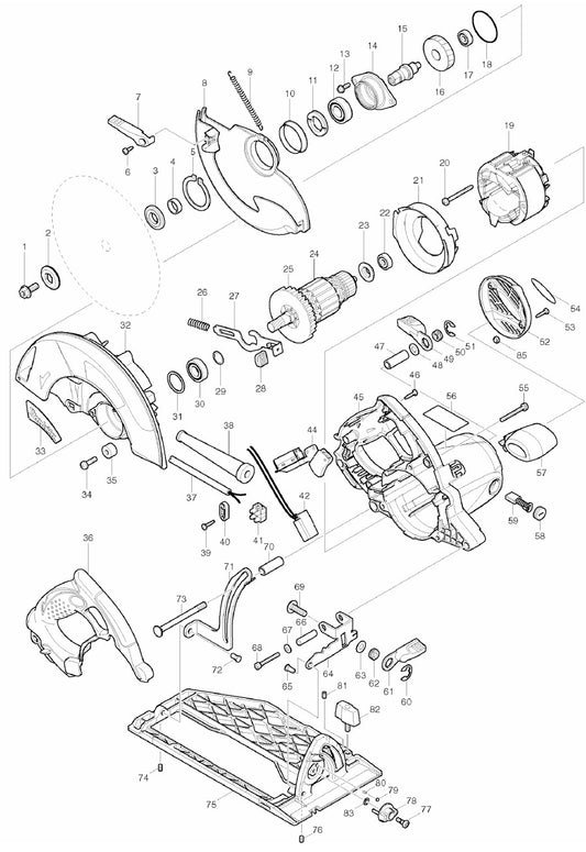 5008MGA 8‑1/4 Circular Saw Assembly parts By Makita