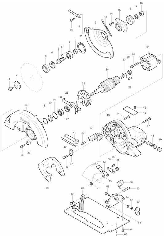 5008NB Circular Saw Assembly parts By Makita