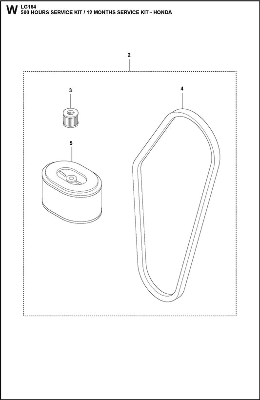 500 Hours Service Kit/12 Months Service Kit- Honda Parts For LG 164 Petrol By Husqvarna