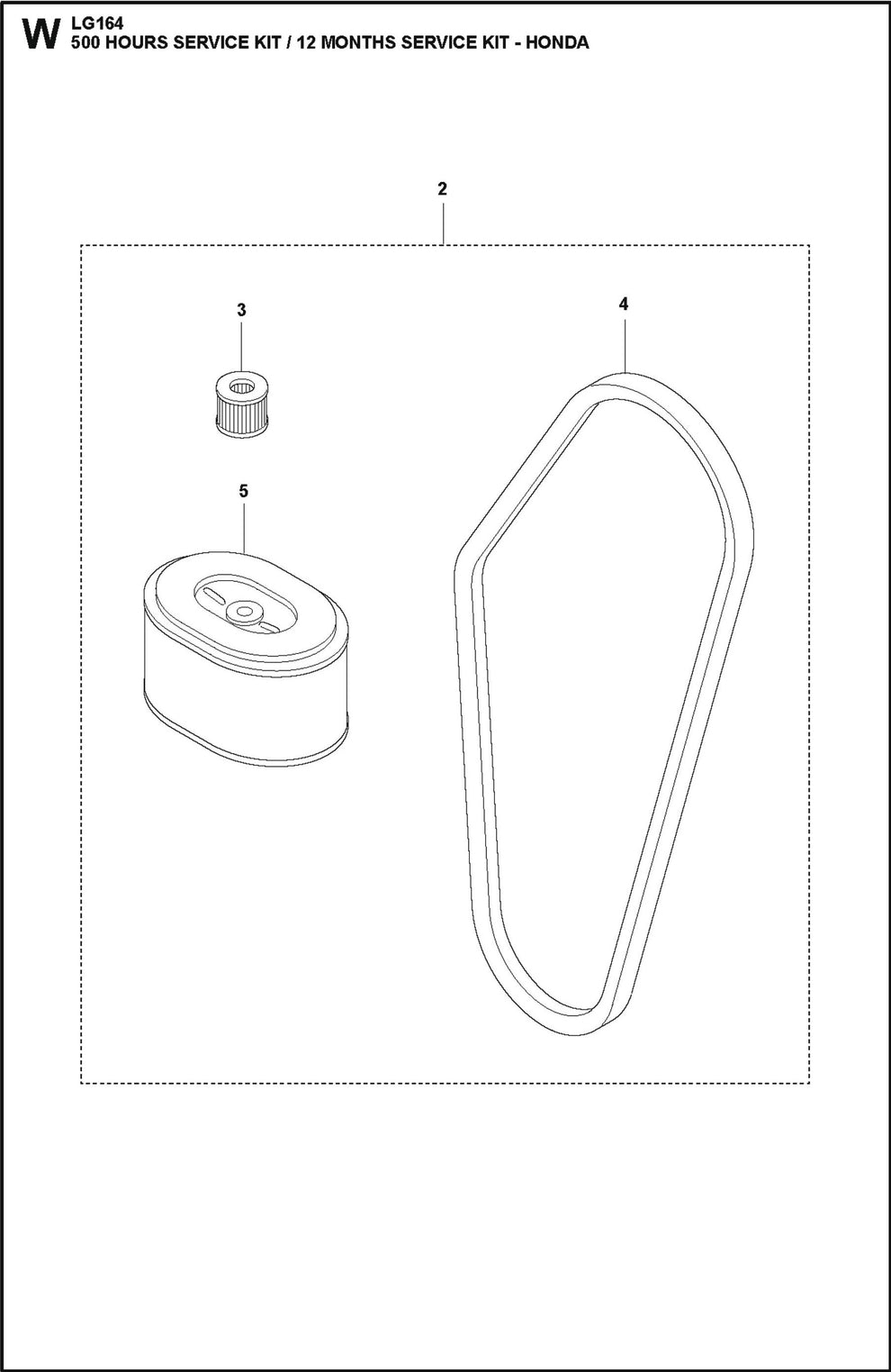 500 Hours Service Kit/12 Months Service Kit- Honda Parts For LG 164 Petrol By Husqvarna