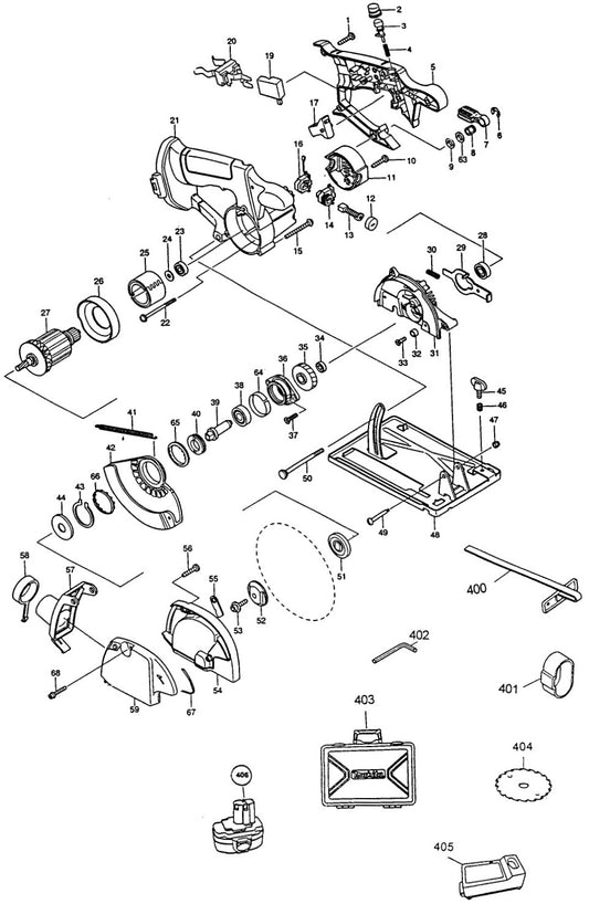 5036DWD Cordless Circular Saw Assembly parts By Makita