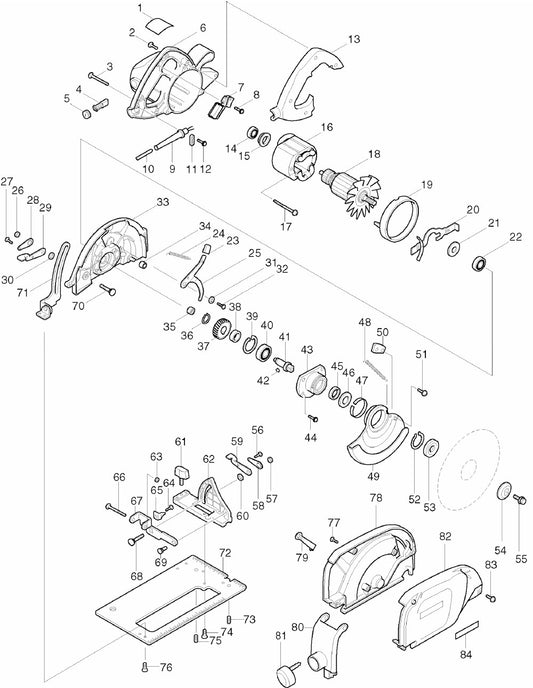 5057KB 7-1/4 Circular Saw Assembly parts By Makita