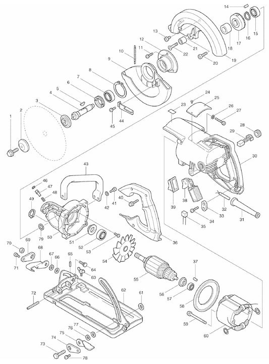 5077B Hypoid saw Assembly parts By Makita
