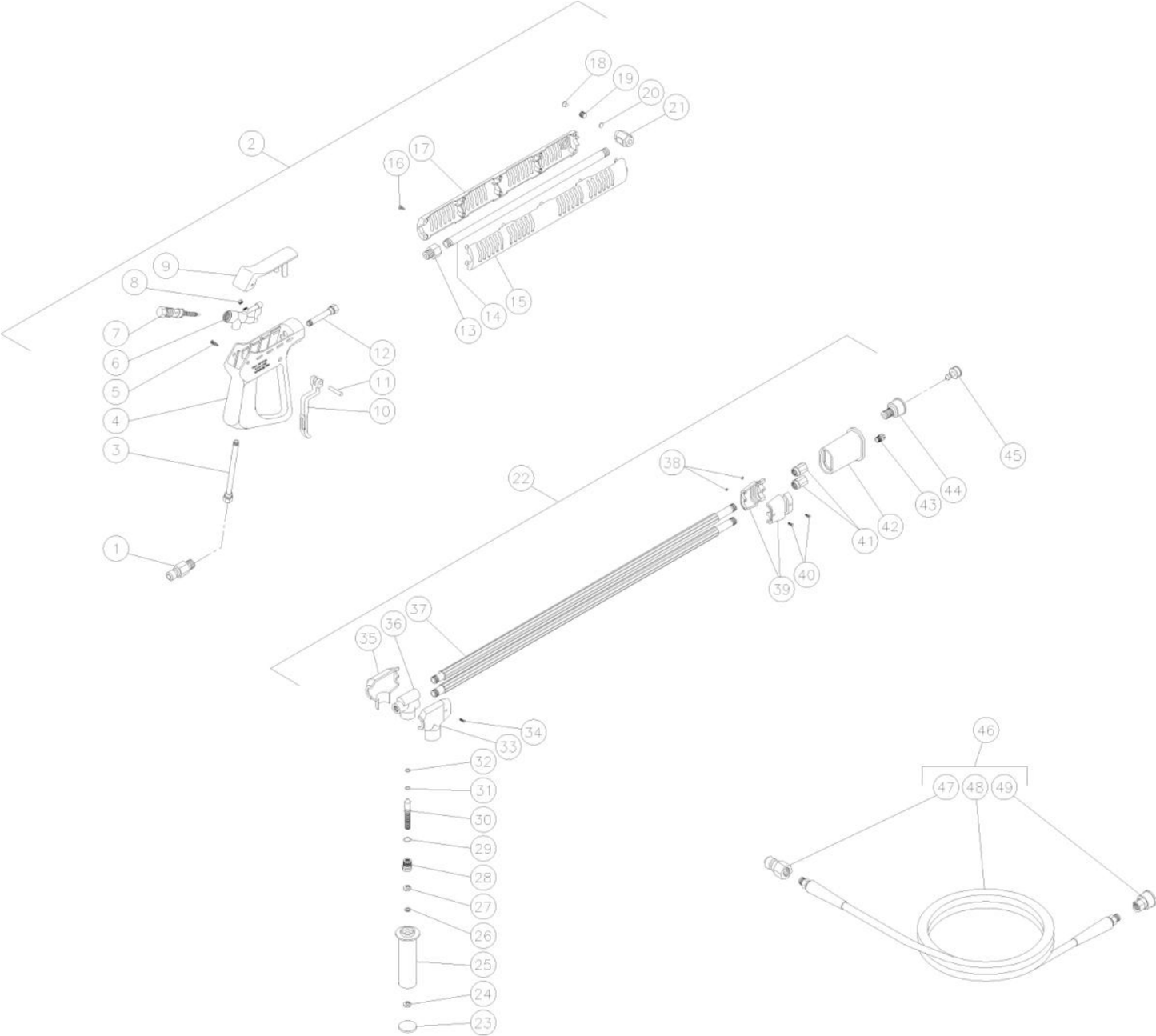 HS-3005-CMK0, HS-3005-DMK0 Gun/Wand/Hose Assembly Parts by Mi-T-M