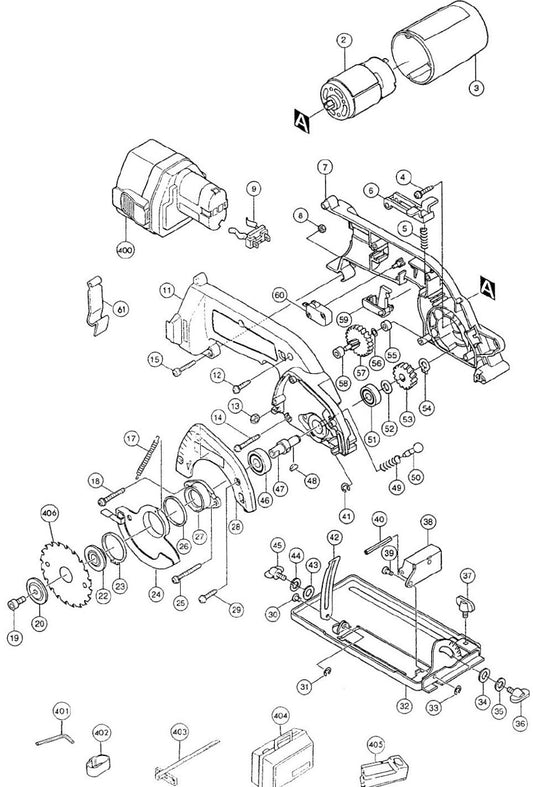 5093DWD Cordless Circular saw Assembly parts By Makita