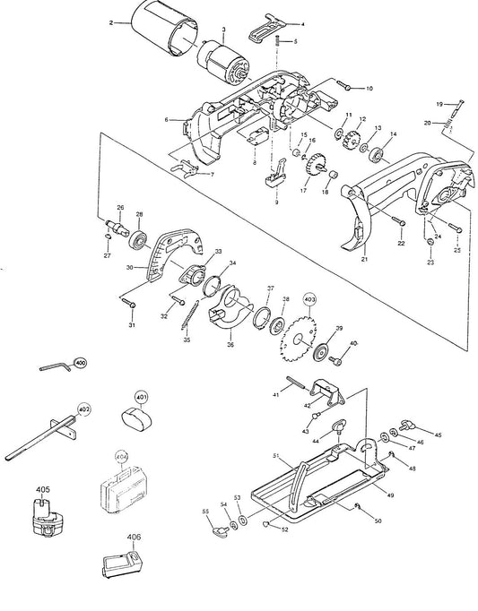 5094D Cordless, 5094DWD -14.4V Cordless 3-3/8 Circular saw Assembly parts By Makita