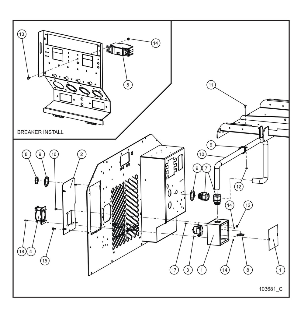 50AMP Rear Receptacle w/Cover Parts By Allmand