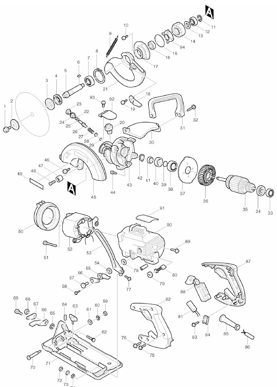 5177B Hypoid Saw Assembly Parts By Makita