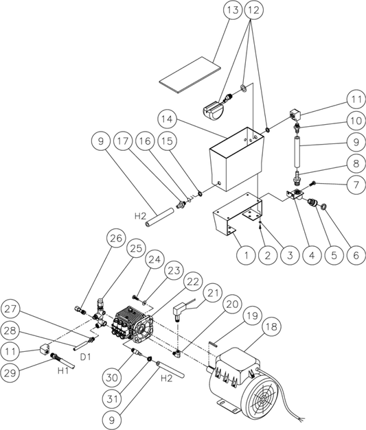 HSE-1002-0M10 (sn:15053034-15053859)/ (sn:15007892-15053033)/ (sn:15004676-15007891)/ (sn:15053860-99999999)/ (sn:15000000-15004675), HSE-1502-0M10, HSE-2003-0M10 Motor/Pump Assembly Parts by Mi-T-M