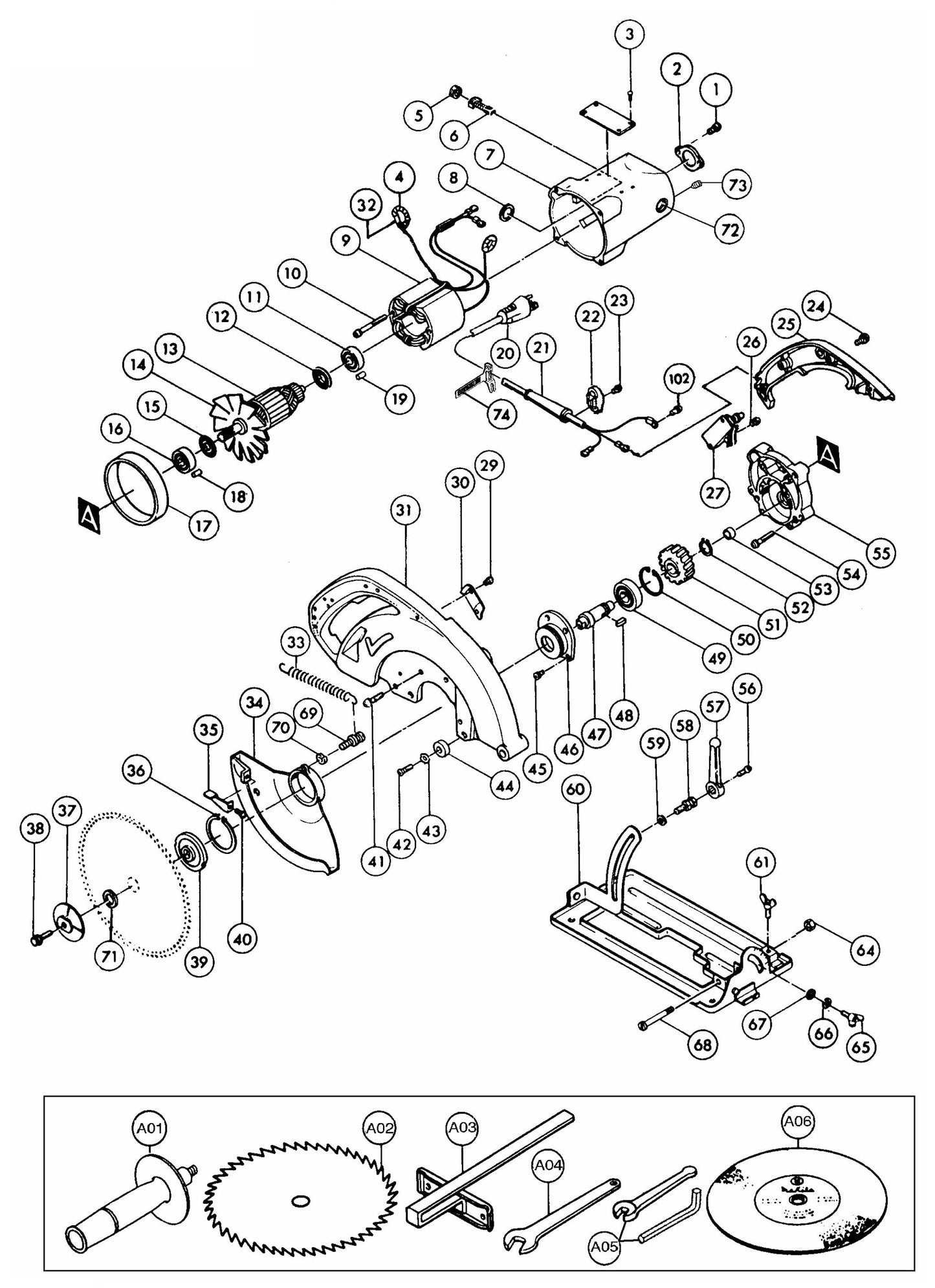5201NA Circular Saw Assembly Parts By Makita