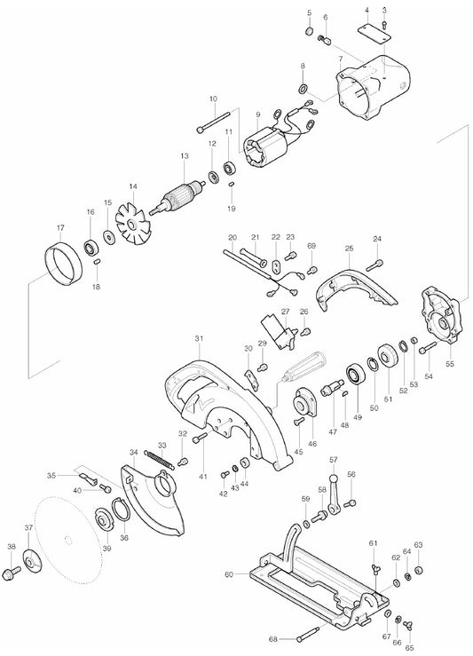 5201NA Circular Saw Assembly Parts By Makita