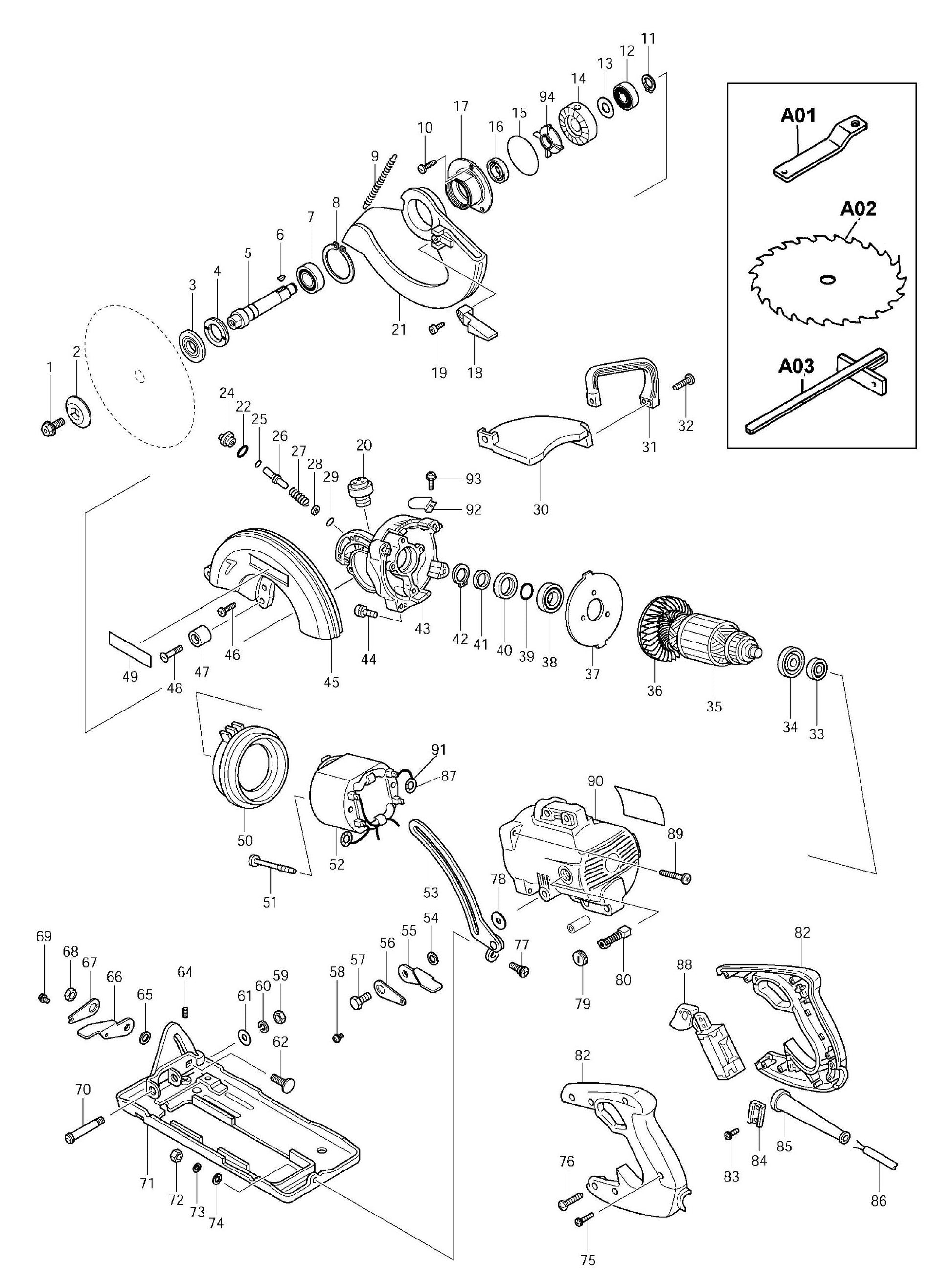5277NB Hypoid Saw Assembly Parts By Makita