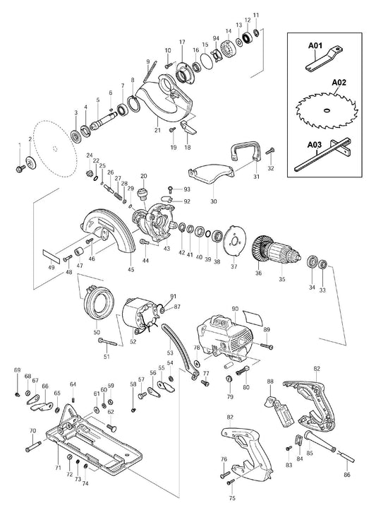 5277NB Hypoid Saw Assembly Parts By Makita