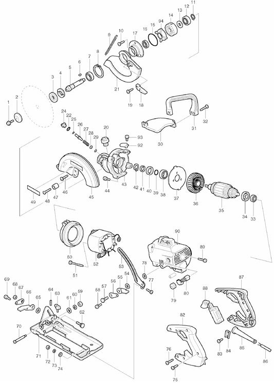 5277B Circular saw Assembly parts By Makita