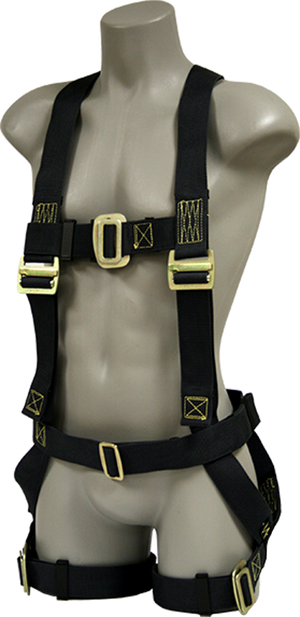 530-HOT Full body harness, single back dorsal d-ring, sew on belt, pass-thru legs, kevlar webbing by FrenchCreek Production Black