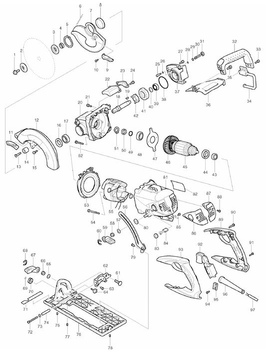 5377MG Magnesium Hypoid saw Assembly Parts By Makita