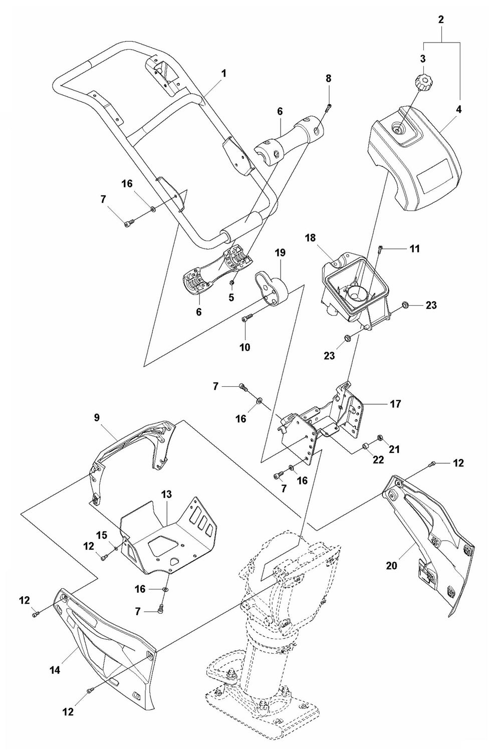 LT 5005 Handle and Covers Assembly Parts by Husqvarna