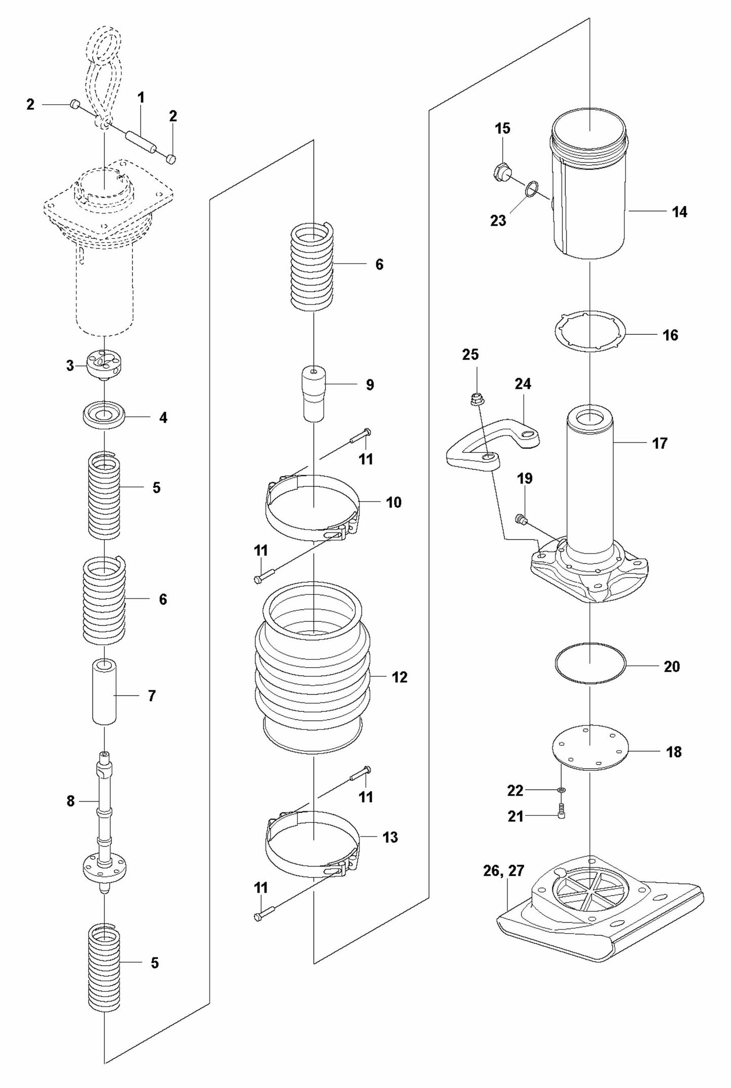 LT 5005 Spring Unit Assembly Parts by Husqvarna