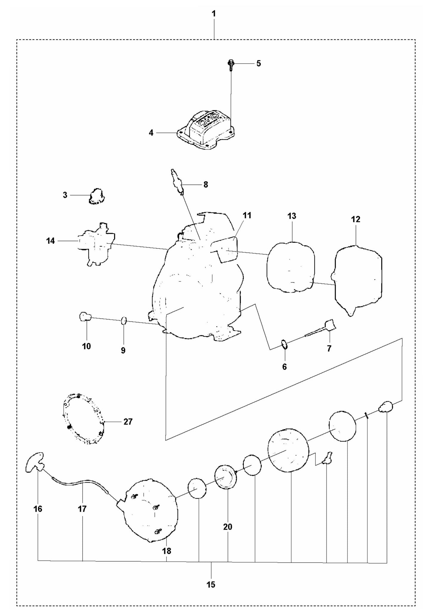 LT 5005 Engine- Honda GXR120 Assembly Parts by Husqvarna