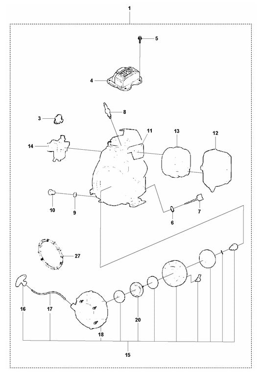 LT 5005 Engine- Honda GXR120 Assembly Parts by Husqvarna