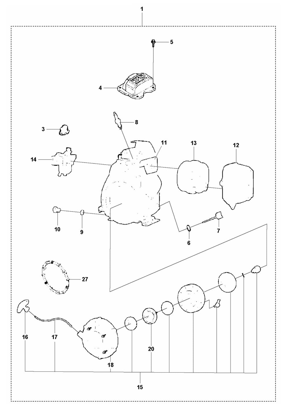 LT 5005 Engine- Honda GXR120 Assembly Parts by Husqvarna