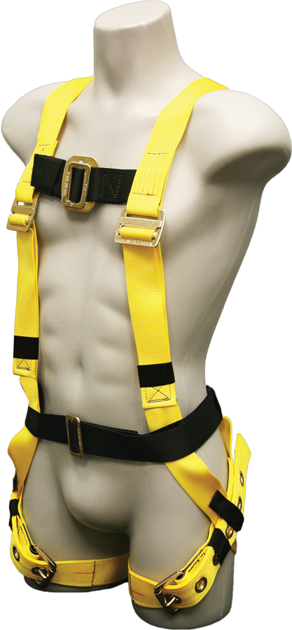 550 Full body harness, single back dorsal d-ring, sewn on belt, tongue buckle/grommet legs by FrenchCreek Production Yellow