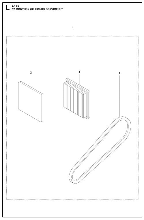 12 Months-200 Hours Service Kit Assembly Parts For LF 60 LAT By Husqvarna
