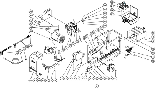 HSE-2504-0M10/0M30,HSE-3004-0M10/0M30, HSE-3504-0M10/0M30 (sn:0-22664),(sn:22665-14999999) Frame Assembly Parts by Mi-T-M