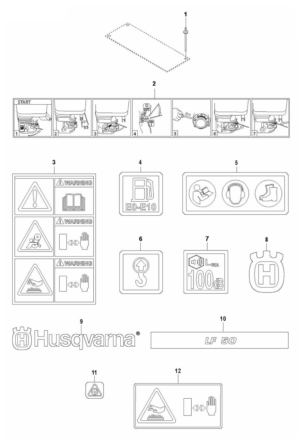 LF 50 L Decals Assembly Parts by Husqvarna