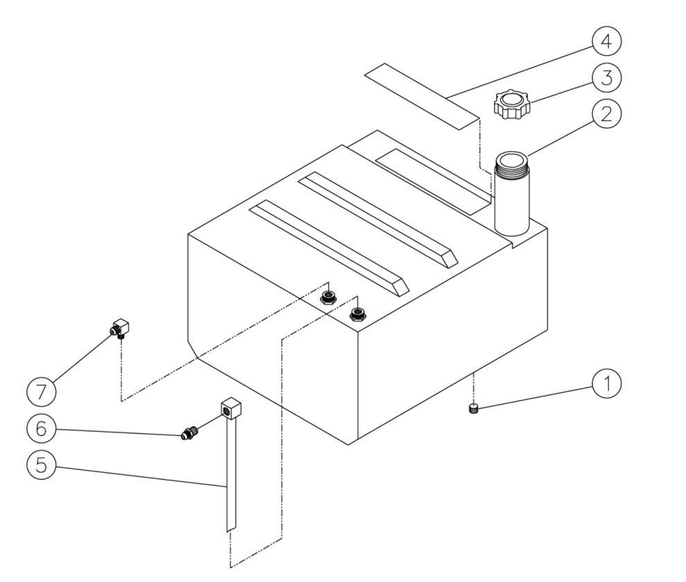 HSE-2504-0M10/0M30, HSE-3004-0M10/0M30, HSE-3504-0M10/0M30 (sn:0-22664),(sn:22665-14999999) Fuel Tank Assembly Parts by Mi-T-M
