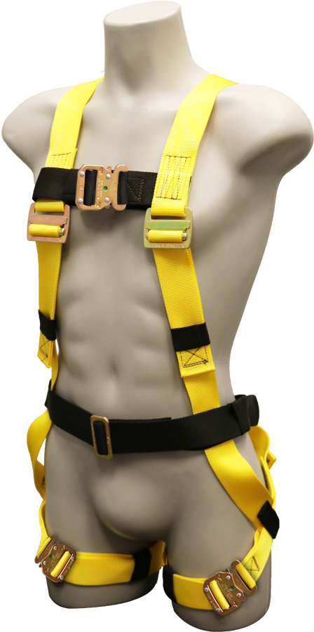 570 Full body harness, single back dorsal d-ring, sewn on belt, bayonet buckle legs by FrenchCreek Production Yellow