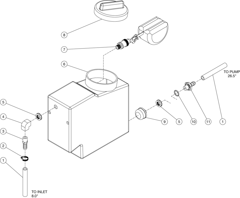 HSE-2504-0M10, HSE-2504-0M30, HSE-3004-0M10, HSE-3004-0M30, HSE-3504-0M10, HSE-3504-0M30 Float Tank Assembly Parts by Mi-T-M