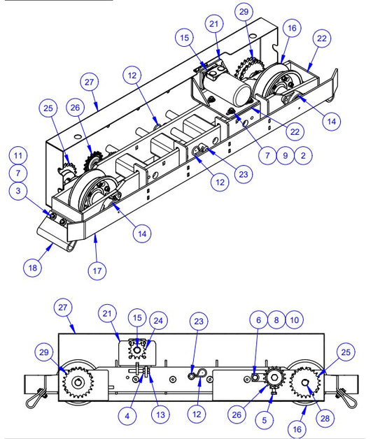 VLP3036 Bogie Assembly, 24" Driver, RH (Flange) Assembly Parts by Allen Engineering