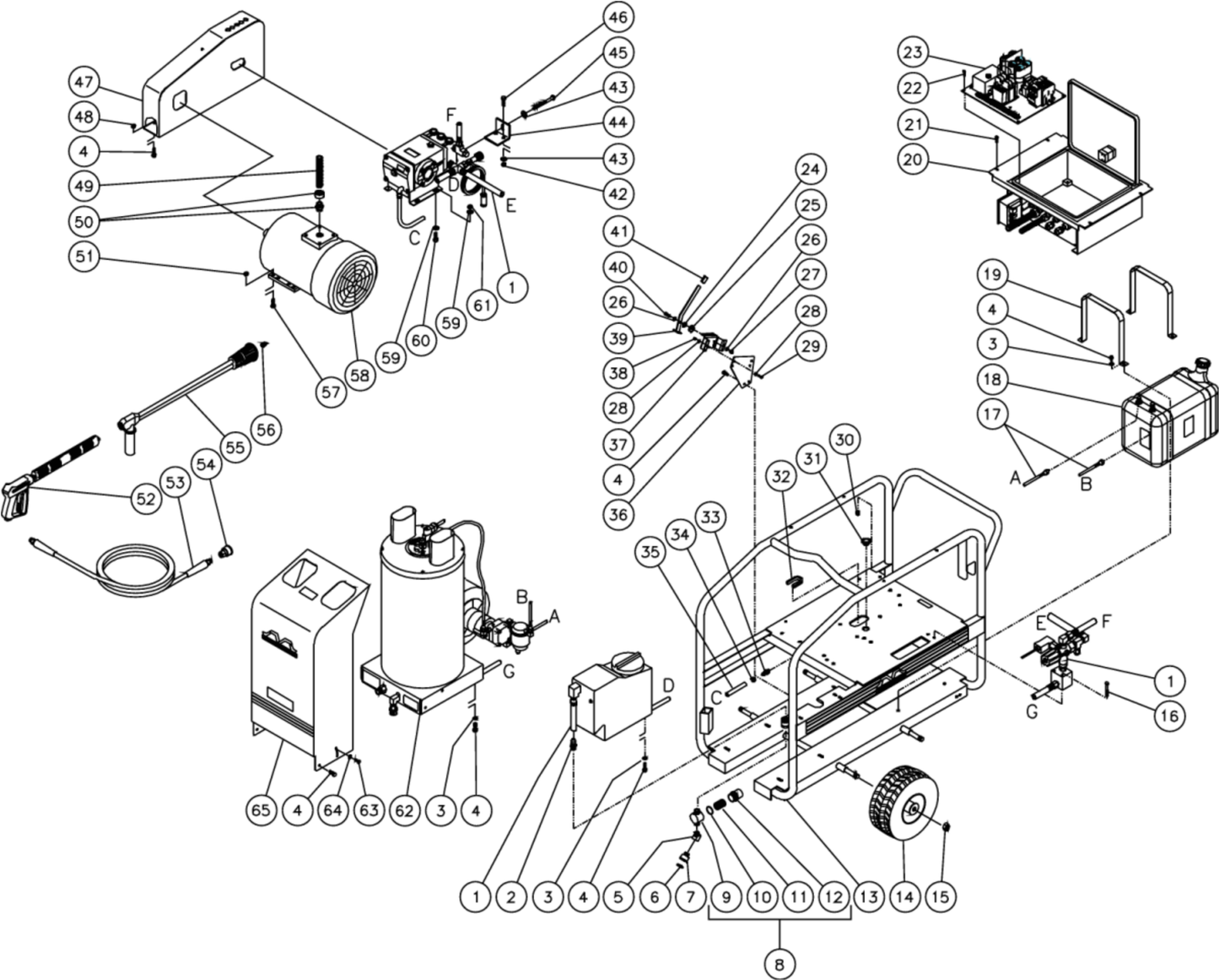 HSE-2504-0M10, HSE-2504-0M30, HSE-3004-0M10, HSE-3004-0M30, HSE-3504-0M10, HSE-3504-0M30 Frame Assembly Parts by Mi-T-M