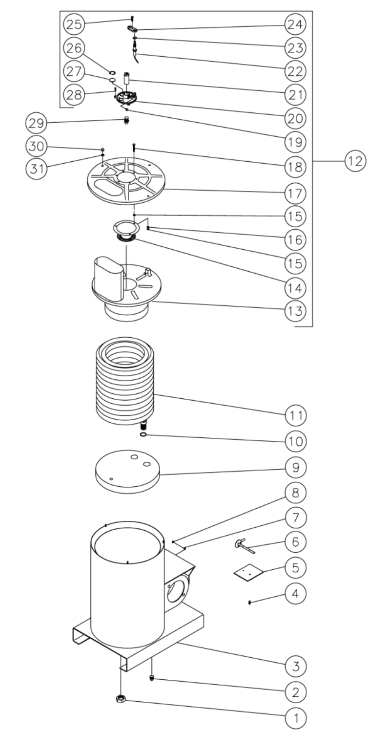 HSP-2003-0MGH/0MGV (sn:26204-15035591), HSP-2003-1MGH, HSP-2003-1MGV, HSP-2003-3MGH/3MGV (sn:15035592-15070469)/(sn:15070470-15071602)/(sn:26204-15010743), HSP-2403-1MGH/3MGH/3MGR Boiler Assembly Parts by Mi-T-M