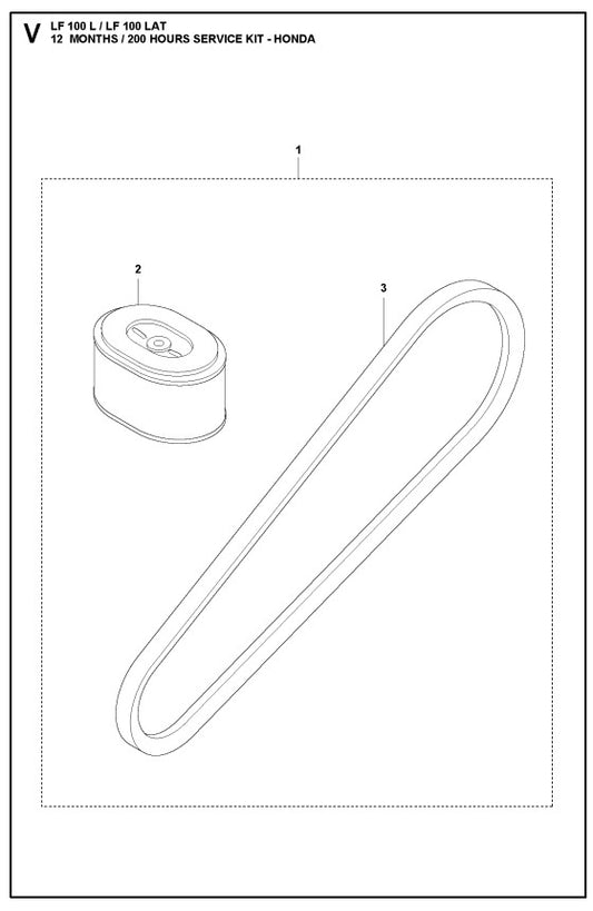 12 Months-200 Hours Service Kit-Honda Assembly Parts For LF 100 L Diesel By Husqvarna