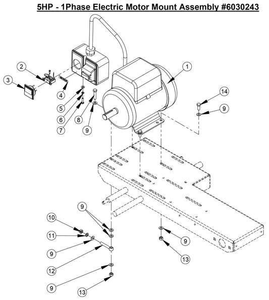 CC800M 5HP - 1Phase Electric Motor Mount Assembly