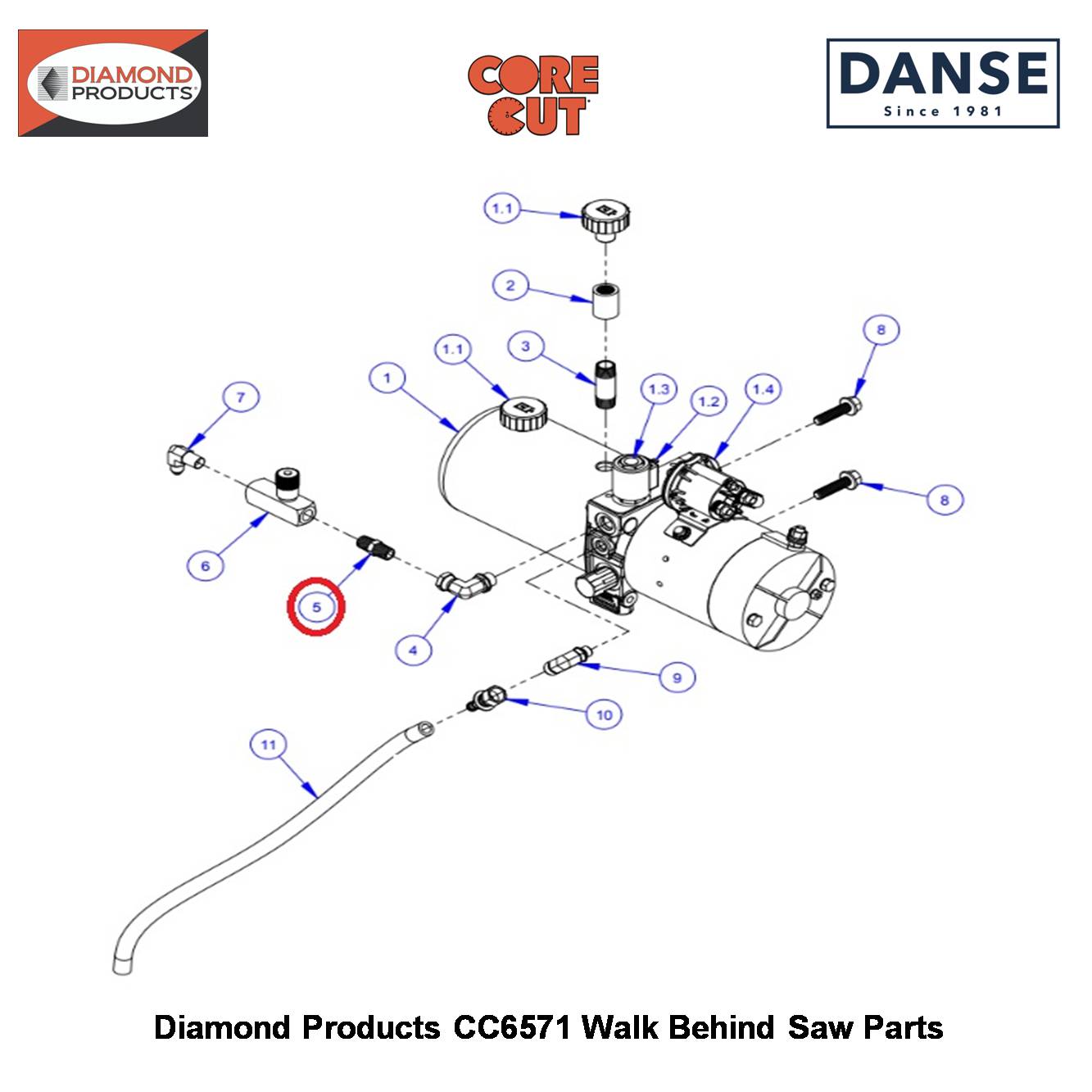 1/4" Hex Pipe Nipple 3200060 Fits Core Cut CC6571 Walk Behind Saw By Diamond Products