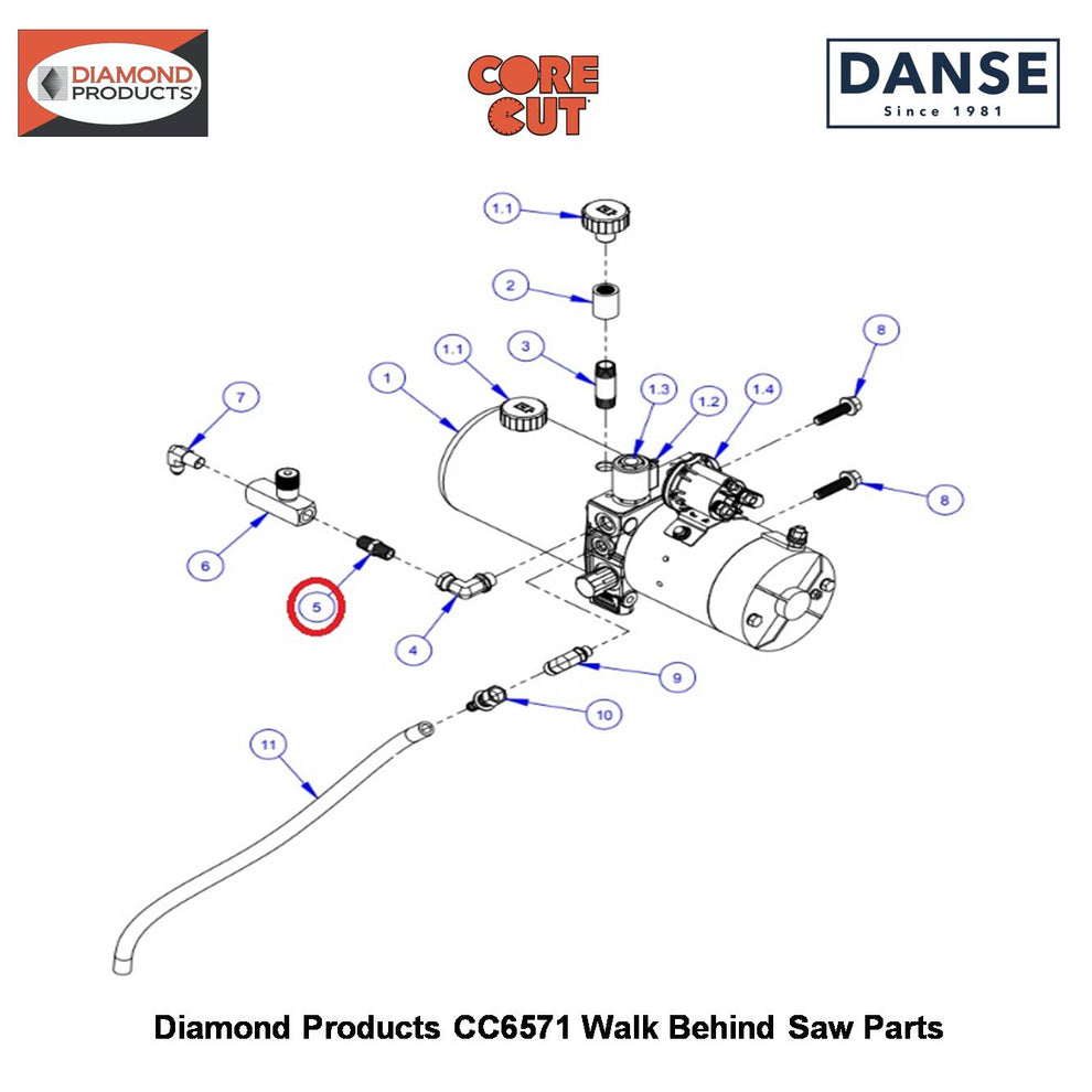 1/4" Hex Pipe Nipple 3200060 Fits Core Cut CC6571 Walk Behind Saw By Diamond Products