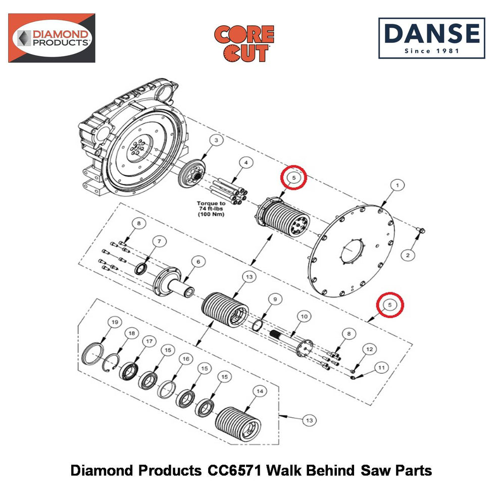 Pto Unit (CC6571) 6019019 Fits Core Cut CC6571 Walk Behind Saw By Diamond Products