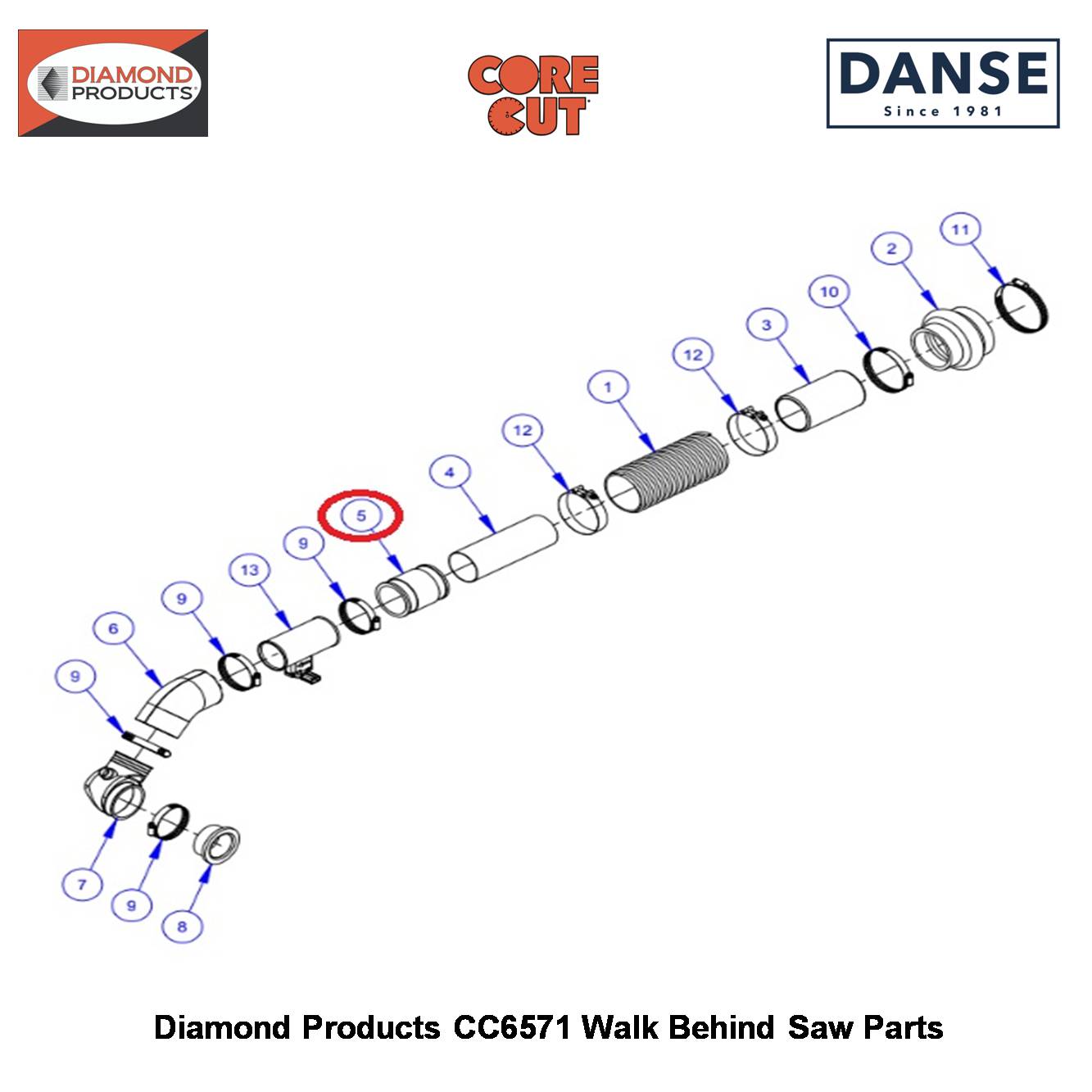 Hose Coupling 2.375"ID 2506015 Fits Core Cut CC6571 Walk Behind Saw By Diamond Products